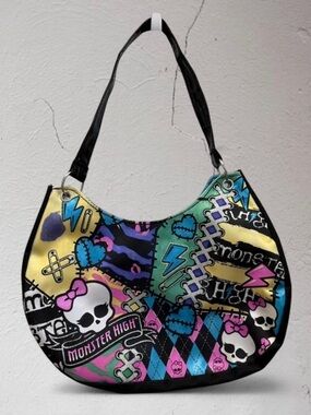 monster high Patchwork Shoulder Bag in Black, Pink, Blue, Yellow, Teal